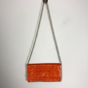 Etui Bags Orange Leather Crossbody Chain Strap